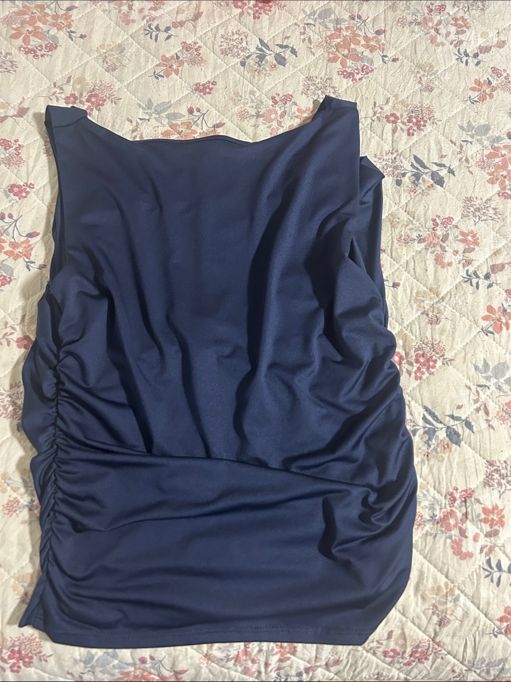 Ruched Navy Mini Skirt